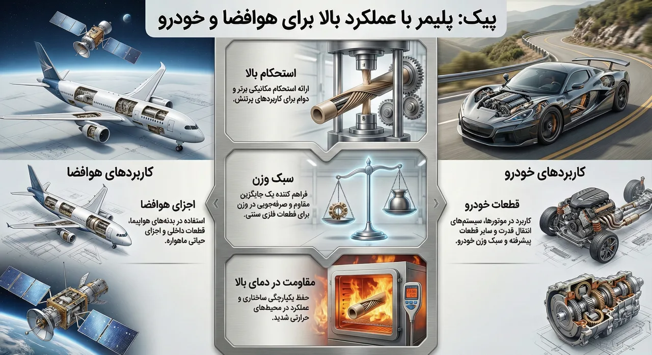 نقش PEEK در صنعت هوافضا و خودروسازی