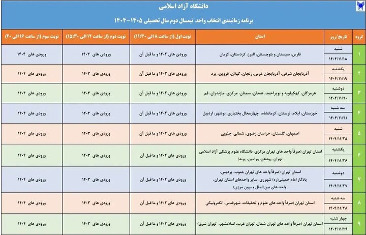 انتخاب واحد نیمسال دوم دانشگاه آزاد از فردا آغاز میشود انتخاب واحد نیمسال دوم دانشگاه آزاد از فردا آغاز میشود